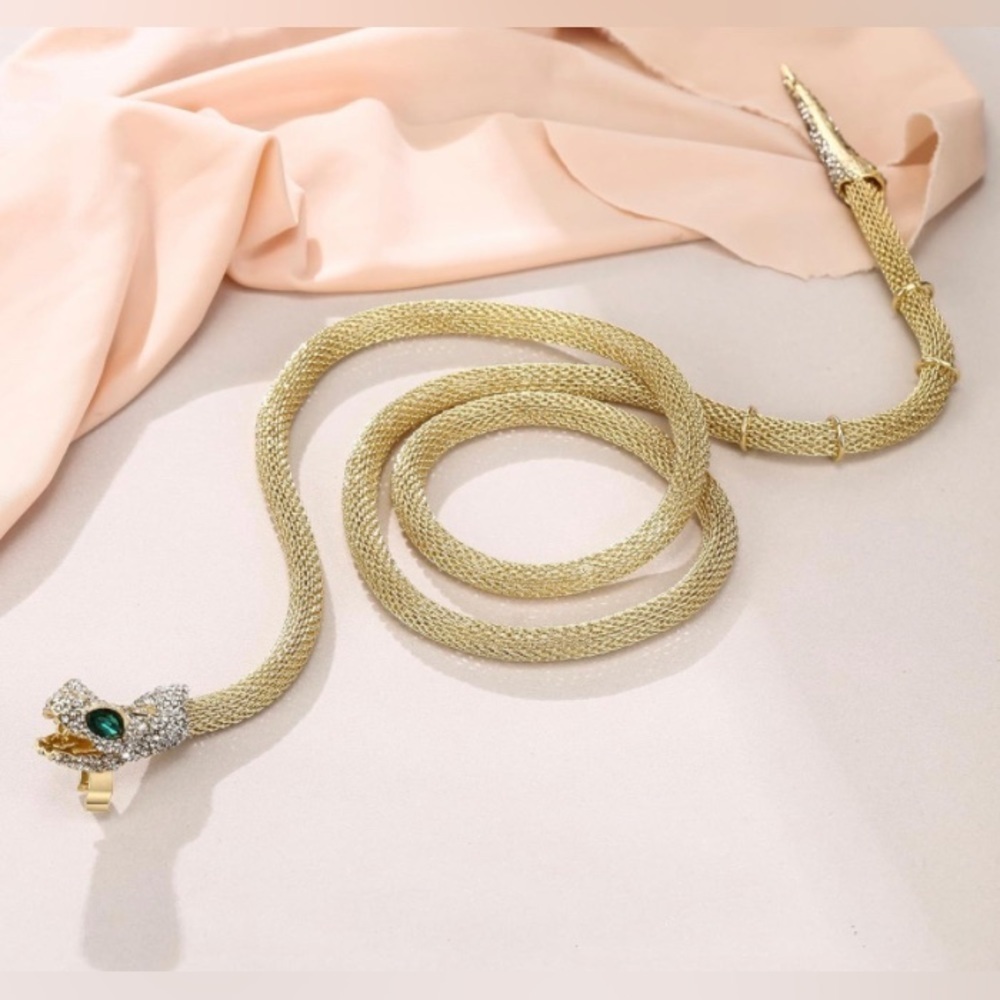 Snake Gold Rhinestone Necklace/Belt - Picture 8 of 8
